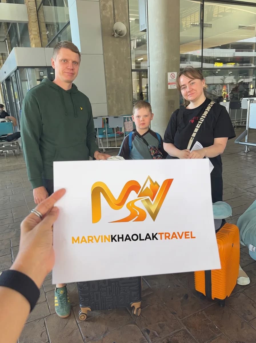 Family with a young child collected at Phuket Airport for their Khao Lak transfer