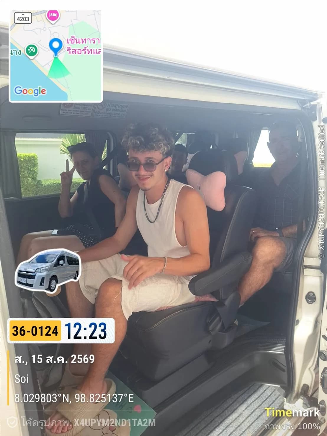 View inside the transfer van as guests travel from Phuket to their Khao Lak resort